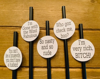 Atlanta Housewives party straw set, The Real Housewives of Atlanta, Housewives party theme, party straws, party favors, Bravo