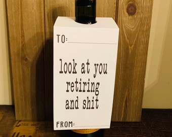 Retirement Wine Tags - Retirement Gift Wine Labels - Wine Hang Tags - Booze Tags