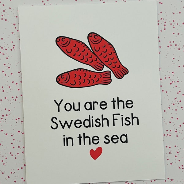 Swedish Fish in the Sea - Sweet Friend Card - Love Cards - Friend Cards - Candy - Boyfriend Cards - Husband Cards - Wife Cards - Girlfriend