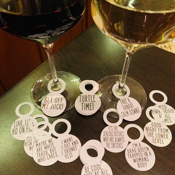 Housewives Quotes Wine or Martini Glass Markers, Wine Charms, Wine Tags, Housewives of New York City, RHONY, New York Housewives,