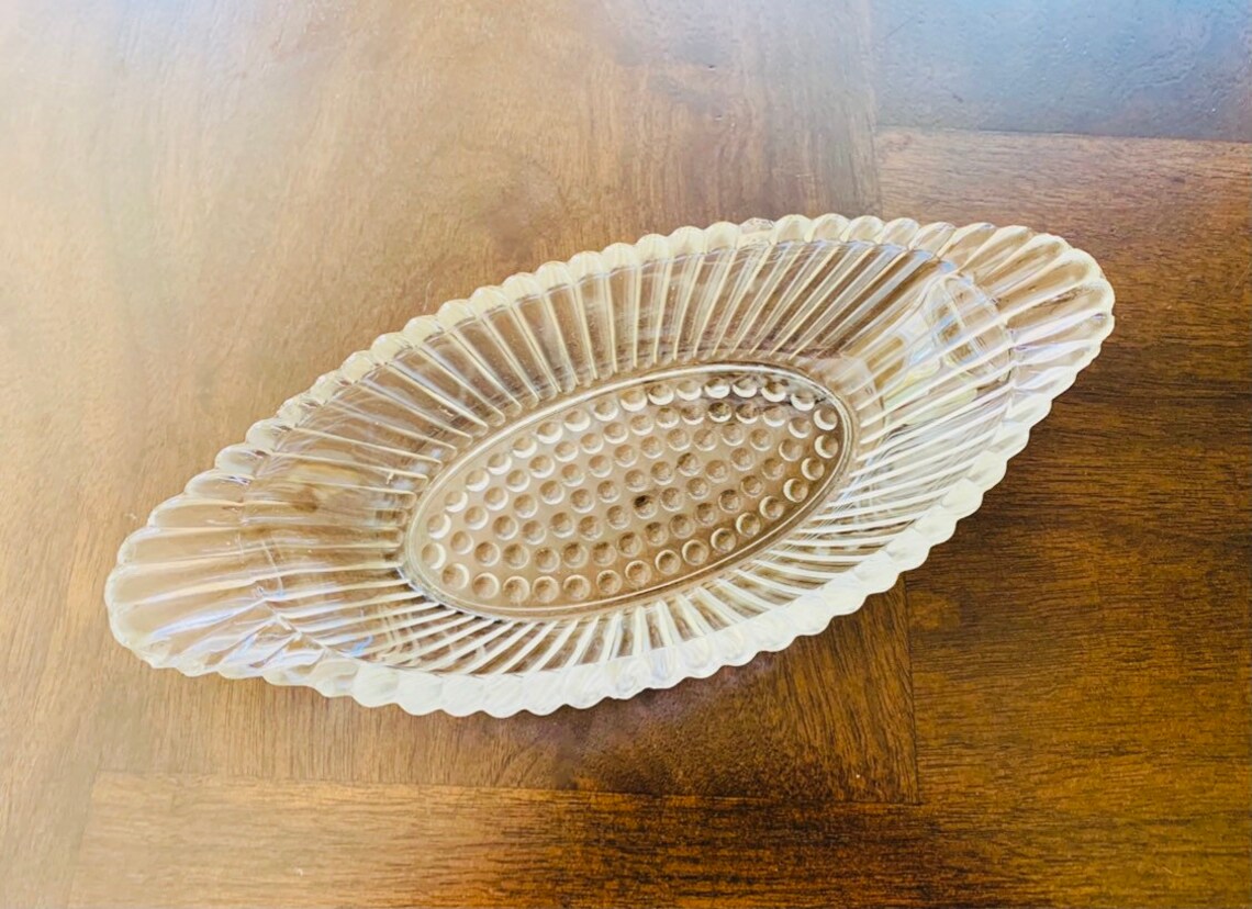 Vintage Clear Pressed Glass Relish Dish Serving Dish Candy Etsy