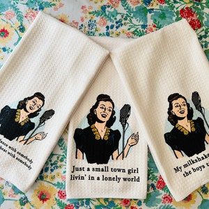 Song Lyric Kitchen Towel, My Milkshake Bring All the Boys, Vintage ...