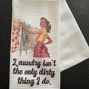 Funny Vintage Housewife Kitchen Towel: Sarcastic Microfiber Dish Towel