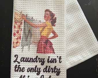 Funny Vintage Housewife Kitchen Towel: Sarcastic Microfiber Dish Towel