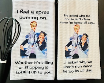 Vintage Housewife Kitchen Towel: Sarcastic Homemaker Microfiber Dish Towel
