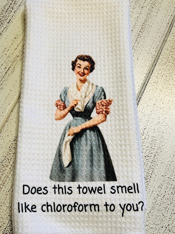 Funny Kitchen Towel: Sarcastic Vintage Housewife Microfiber Dish Towel