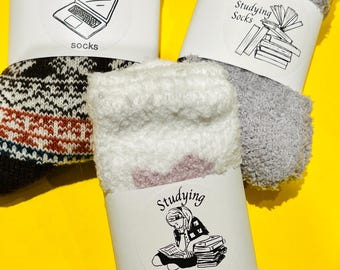 Calcetines para estudiar, calcetines cómodos y suaves, regalos para leer libros, regalos para la universidad y la escuela secundaria, regalos para él o ella.