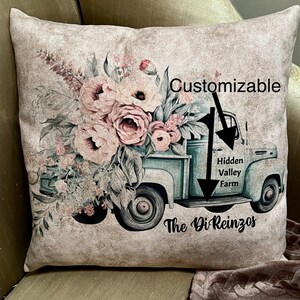 Vintage Inspired Spring Pillow, Antique Truck Pillow, Customized Throw Pillow, Vintage Pick Up Truck, Boho Decor