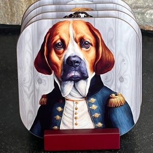 Distinguished Dog Coasters Set of 4, Dogs Dressed Up, Vintage Dog Paintings coasters, Fancy Dogs Coasters, Dog Lover, Housewarming Gift, Pet