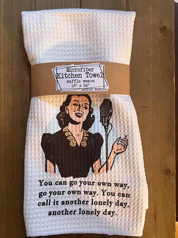 Funny Retro Housewife Towel, Funny Kitchen Towel, Sarcastic Kitchen Towel,  Housewarming Friendship Gift, Dish Towel, Free Personalization 