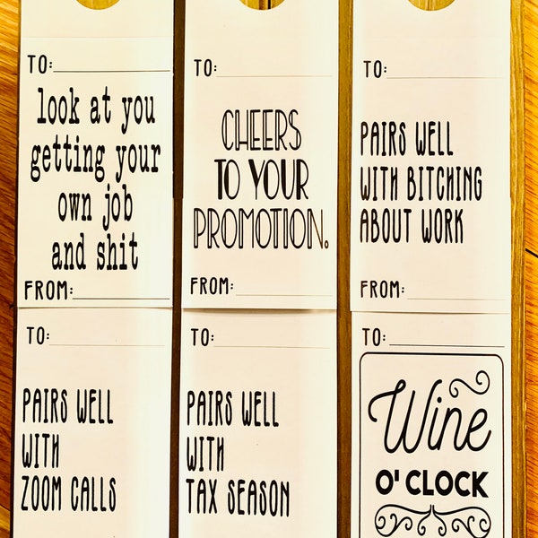 Work Related Wine Gift Tags - Wine or Booze Bottle Labels - Bitching About Work Wine Hang Tags - Wine Bottle Hanging Labels - Promotion