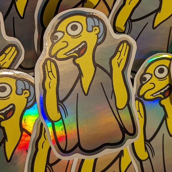 The Simpsons Rainbow Foil Mr Burns "I bring you love" Sticker