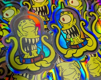 The Simpsons Kang and Kodos Sticker Set - Rainbow Foil Hologram