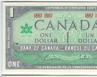 Billets d'un dollar commémoratifs du centenaire canadien de 1967, pas de série, sélectionnez la qualité de votre choix