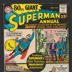 80 pagine Giant n. 1 – Superman – 1964 DC – FN– (5.5) – Fumetto Silver Age – Numero di ristampa classica – Copia forte (LOTTO A)