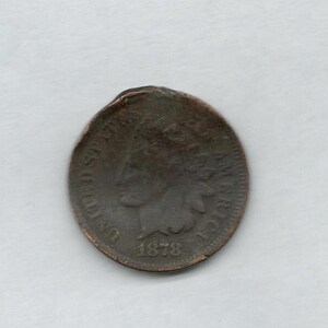 1878 Indian Head Penny – Scarce U.S. Cent – Grade: Good (Bent) – Discounted Coin in Flip (22I06W29aA)