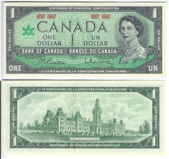 No Serials 1967 Canadian Centennial Commemorative One Dollar Bills 