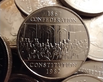 MINT 1982 Constitution Dollar (Nickel) - Canadian Commemorative Dollar Coin, From Mint Roll, Uncirculated Coins, BU