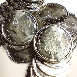 2003P Canadian 25 Cents. Grade: Uncirculated. Taken from a Mint Roll (22I28S49a)