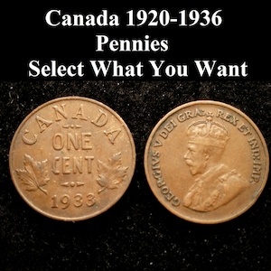 1920–1936 Canada Small Cent – George V Penny – Circulated – Select Year and Grade – Coin Flip Included (23H05N00a)