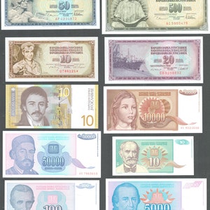Jugosławia Lot 10 banknotów, 1968-2000. Nieobiegowe (23H19O37a)