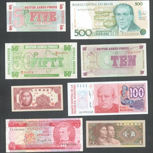Lot of 8 World Banknotes, 1949-1990 (23H19S17a)