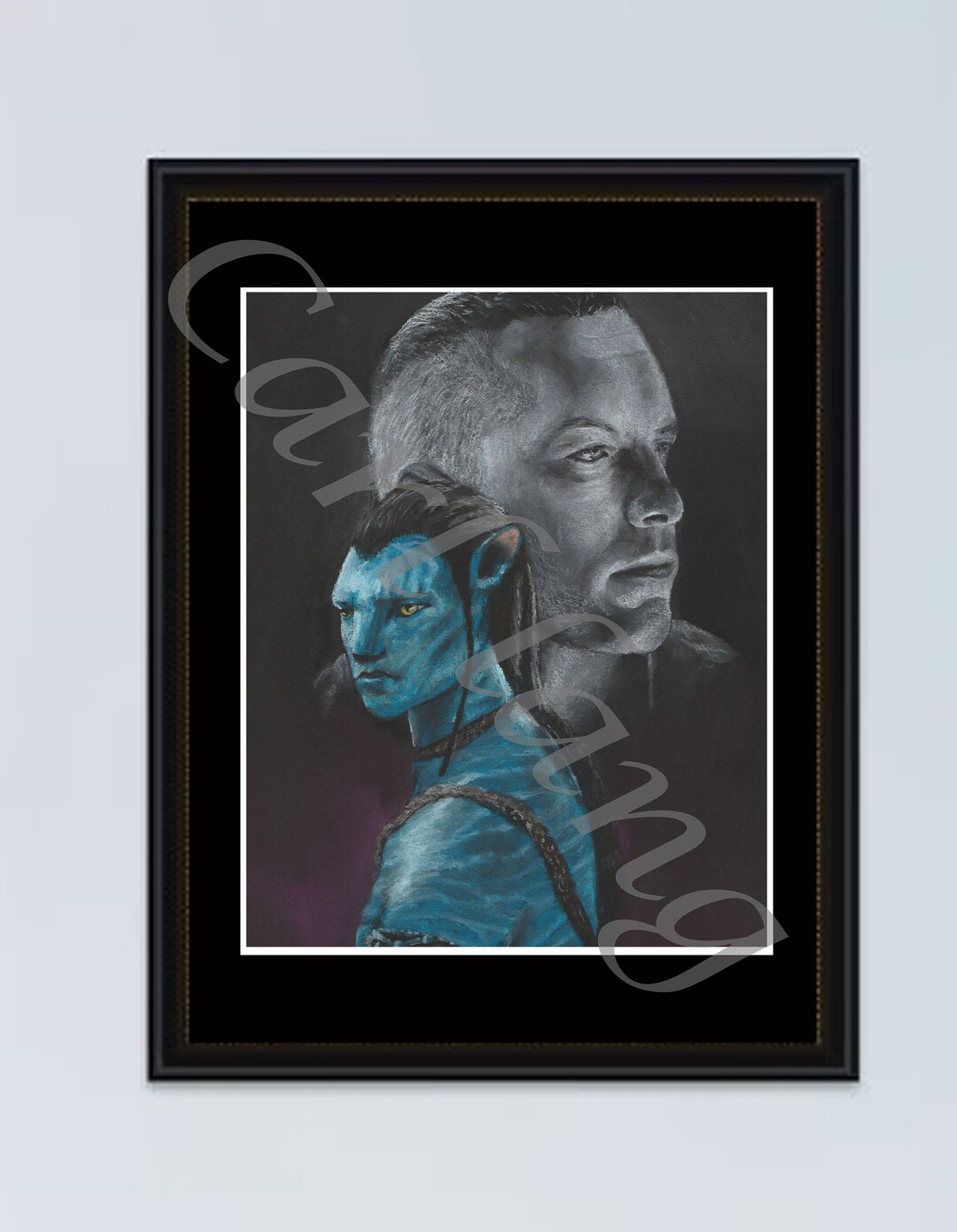 Avatar Jake Sully Mixed Media Drawing by Carl Lang 8x10 Matted to 11x14 ...