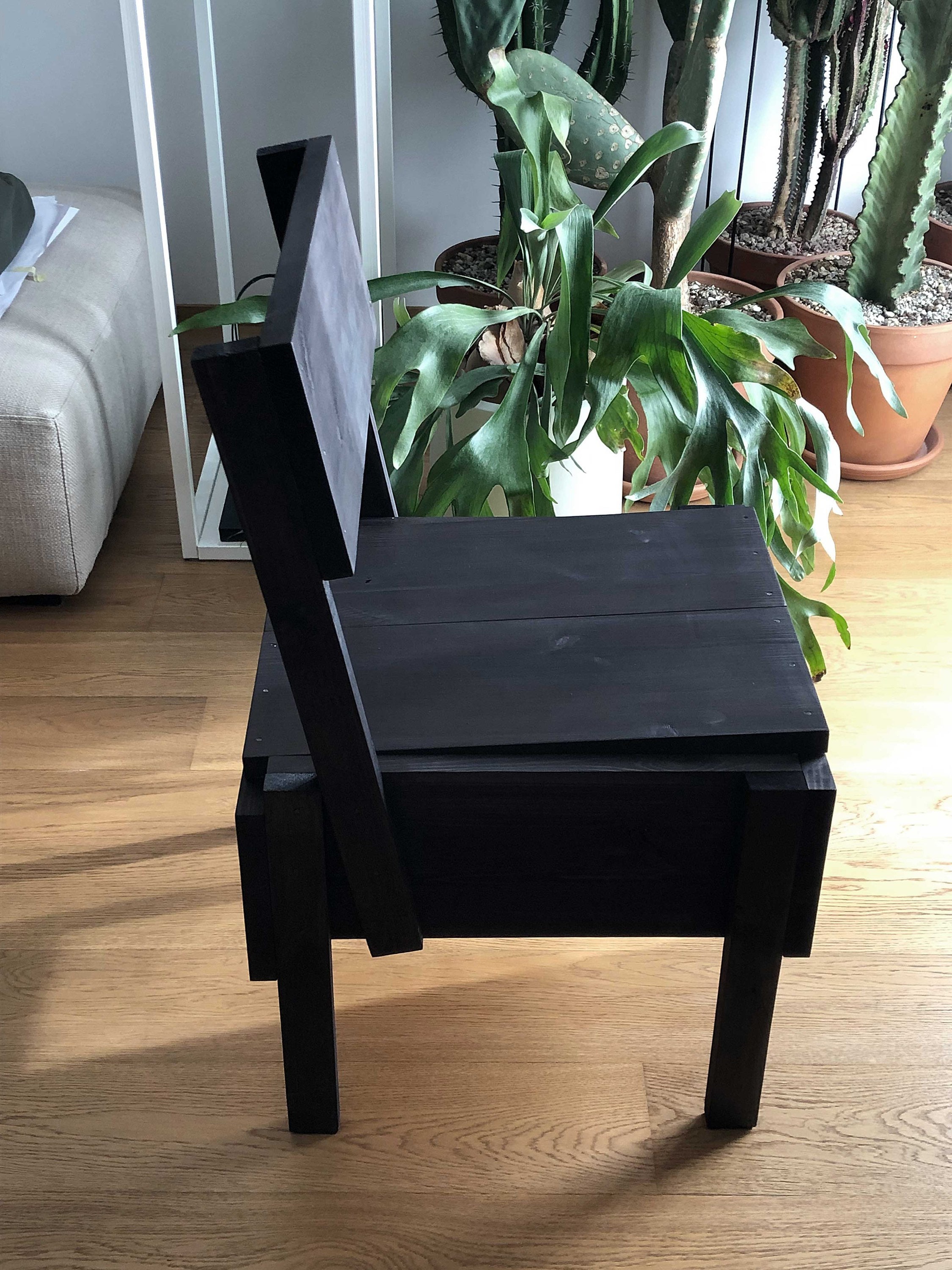 Sedia 1 by Enzo Mari Natural Black Wood - Etsy