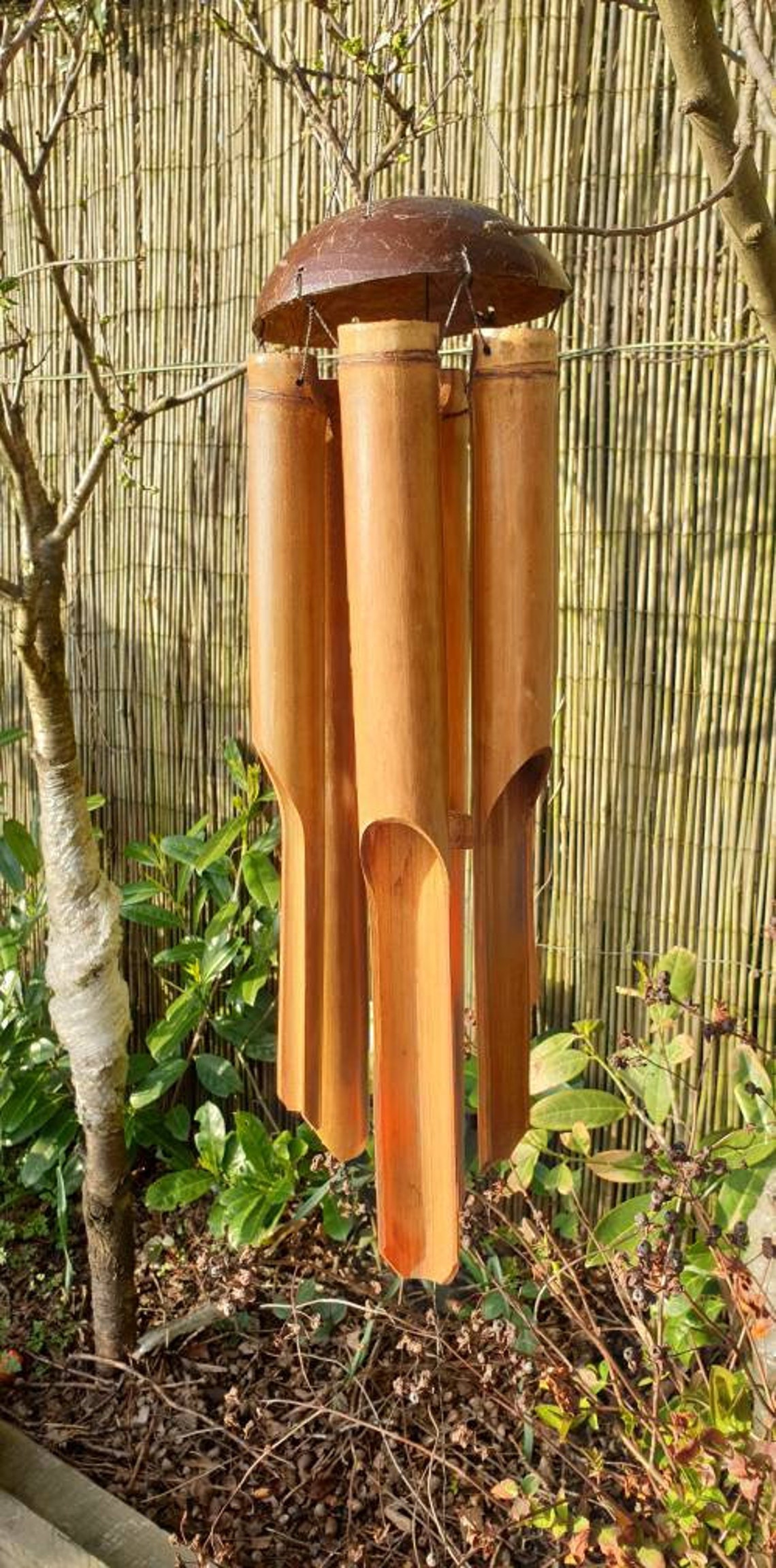 Extra Large wooden bamboo natural garden wind chime unique Etsy