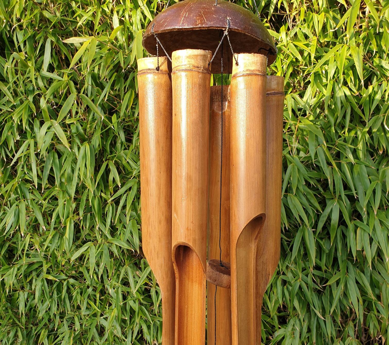 Extra Large wooden bamboo natural garden wind chime unique Etsy