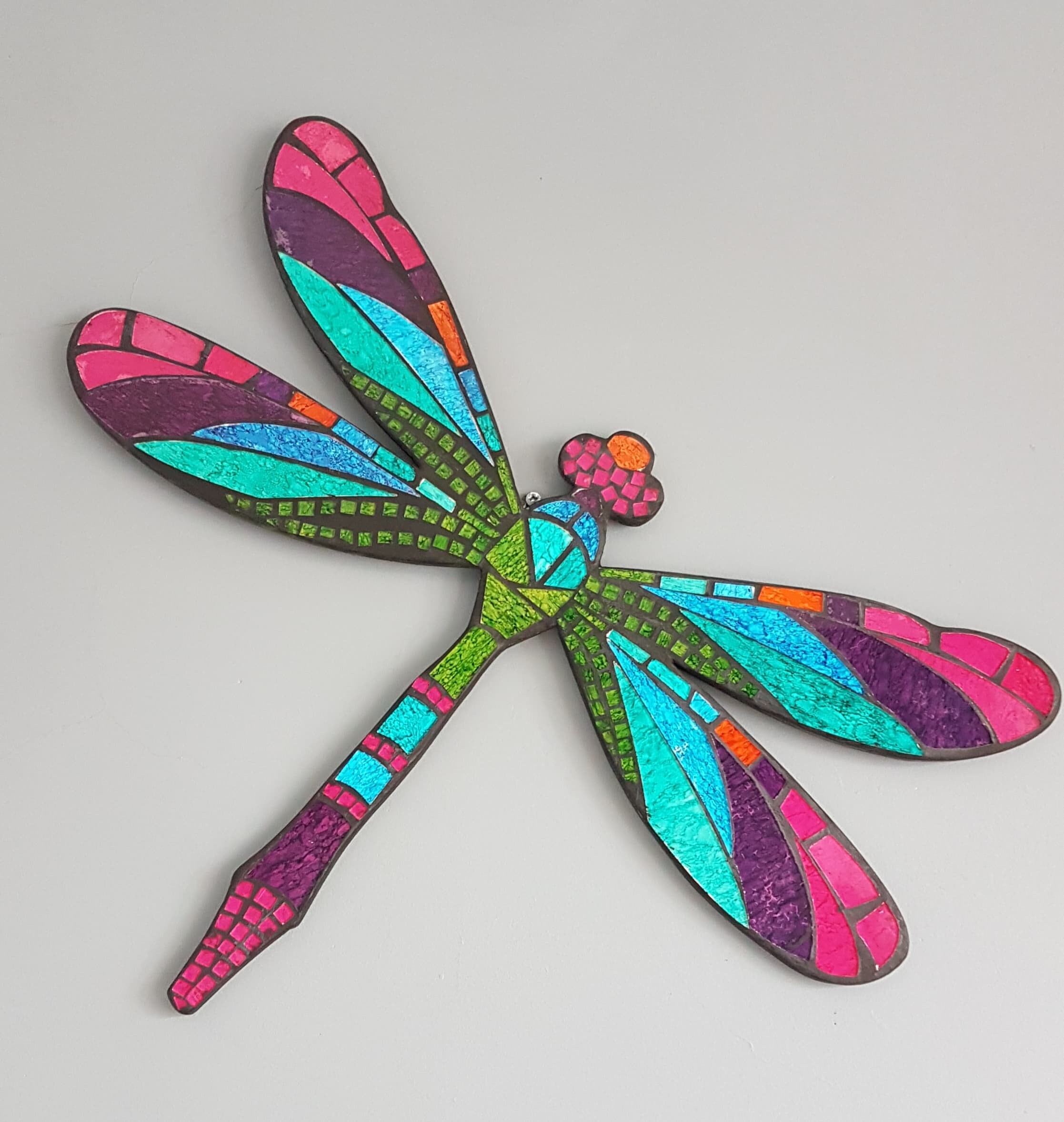 Handcrafted Decorative colourful Mosaic Dragonfly wall art Etsy