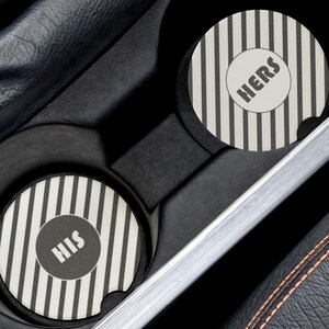 Car Coaster,  His and Hers Car Accessories, Cup Holder Coasters, Preppy Trendy, Set of 2, Cute Car Coasters, Wedding Gift Absorbent Coaster