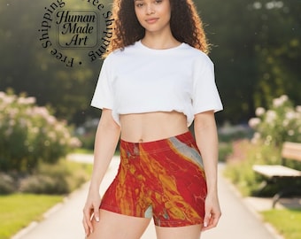 Booty Shorts Frauen, Spandex Yoga Shorts, Festival Rave Outfit, Biker Shorts, Gym Shorts, Bunt Print Shorts, süße kurze Shorts, Geschenk