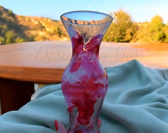 Vases for Flowers Handmade Resin Abstract Art Decor Red Centerpiece Vase Anniversary Gift for Her Flower Vase Unique Home Decor Gift