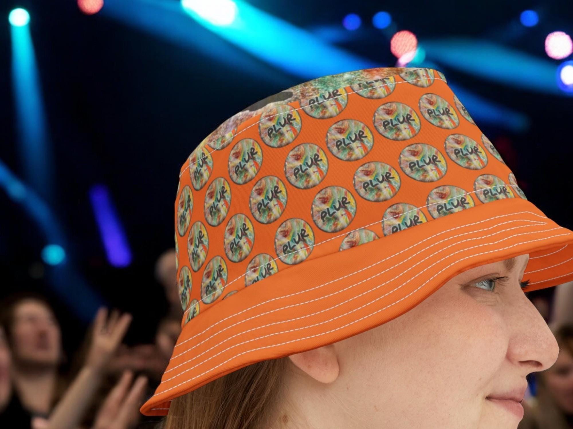 Bright Orange Baseball Cap with Colorful Patches festival rave raver boombox Beatboxer Snapback - Black/Orange Ombre | CAPICHE CAPS main image 3