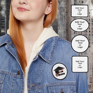 Custom Iron-On Patches - Choose Your Shape, Personalize Your Style, Full Color Patch with Black Border, Adhesive Backing, Add Logo or Photo
