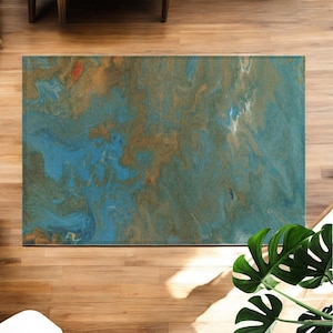 Handmade Artistic Area Rug: Calming Green Abstract Design