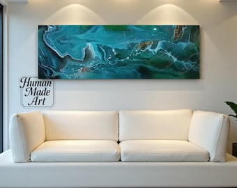 Large Wall Art Abstract Turquoise Teal Modern Metal Wall Decor Large Wall Decor Painting Print Artwork for Living Room Bedroom Office Gift