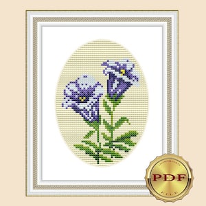Petunia Blue flower cross stitch Small floral cross stitch pattern Easy cross stitch pattern for beginner