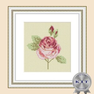 Victorian rose cross stitch kit Small flower cross stitch for beginners DIY Easy counted cross stitch kit Hand embroidery xstitch