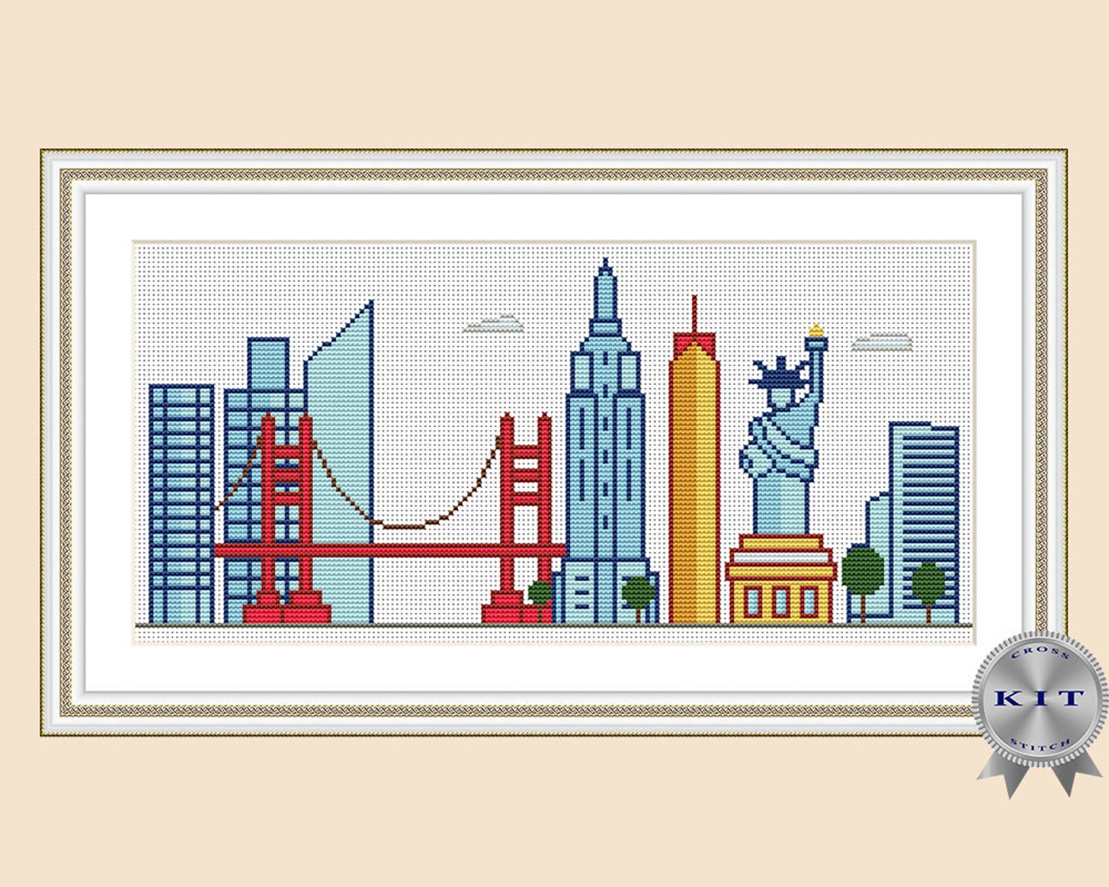 New York cross stitch kit Modern city cross stitch DIY Counted Etsy