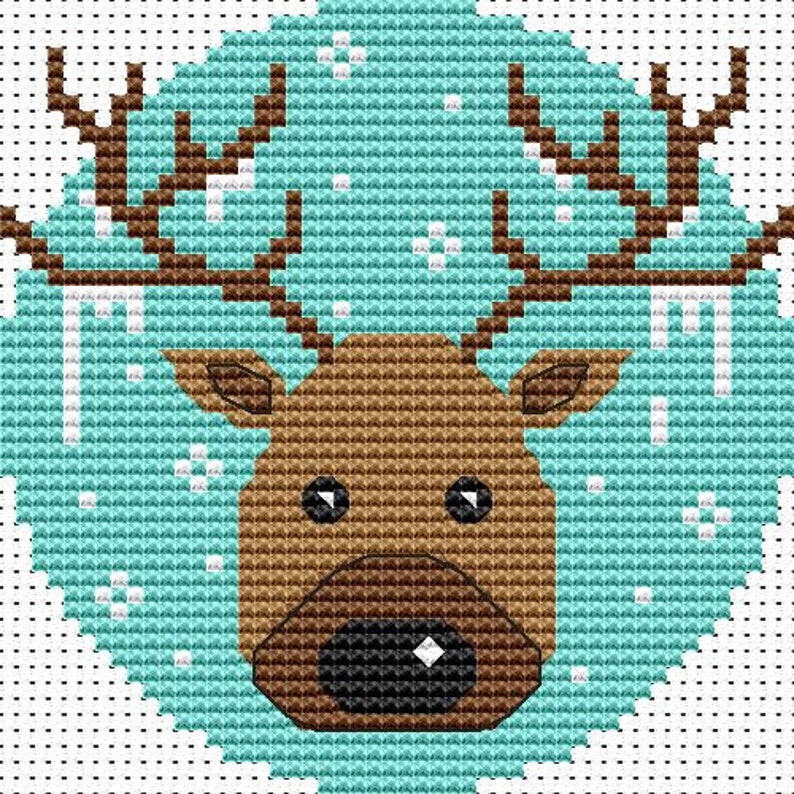 Christmas Deer Cross Stitch Pattern Small Cross Stitch for Beginners ...