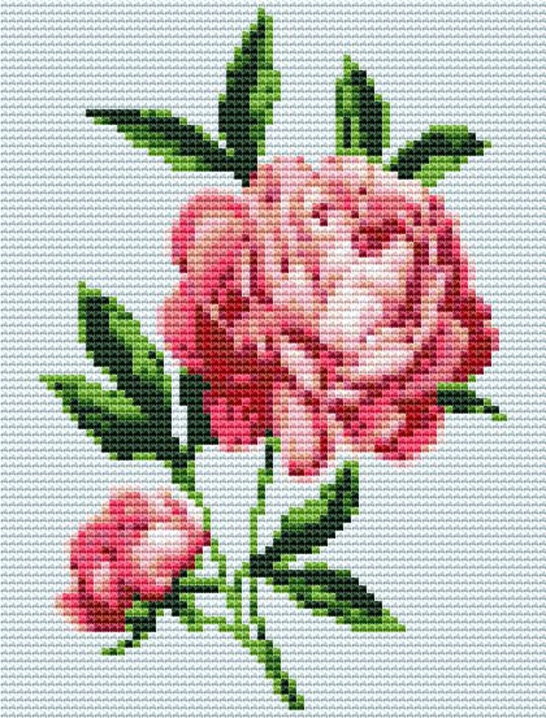 Peonies Cross Stitch Pattern Small Flower Cross Stitch for Beginners