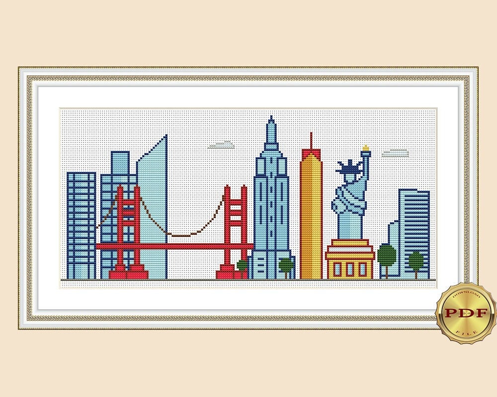 New York City Skyline Cross Stitch Pattern Modern Cross Stitch for ...
