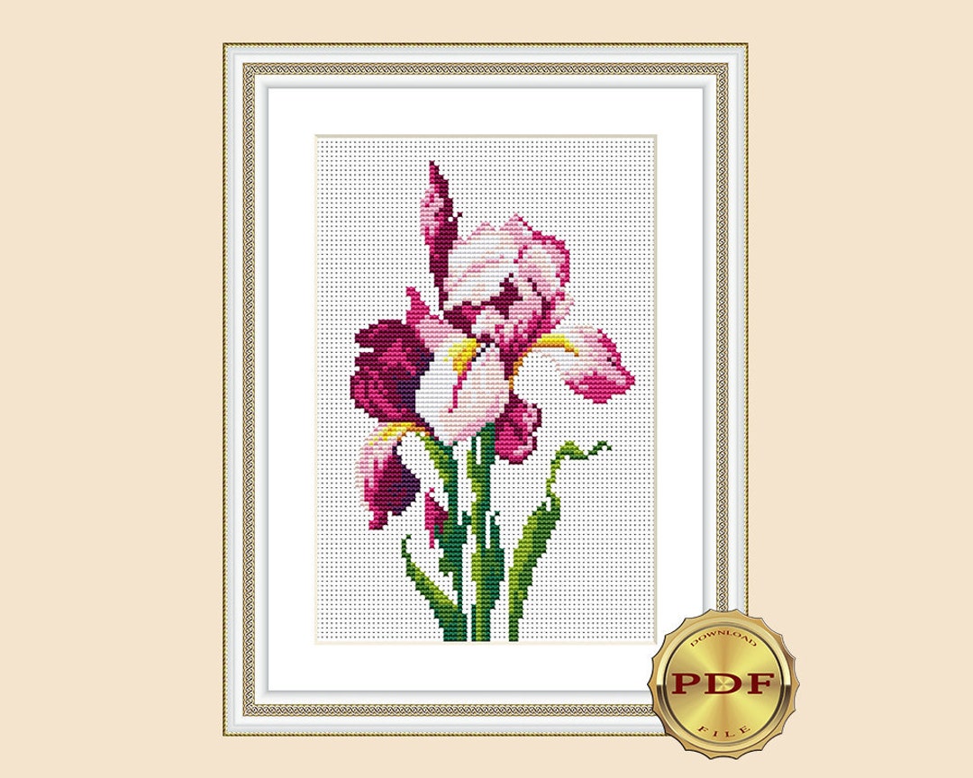 Iris Cross Stitch Pattern Easy Floral Cross Stitch Pattern - Etsy