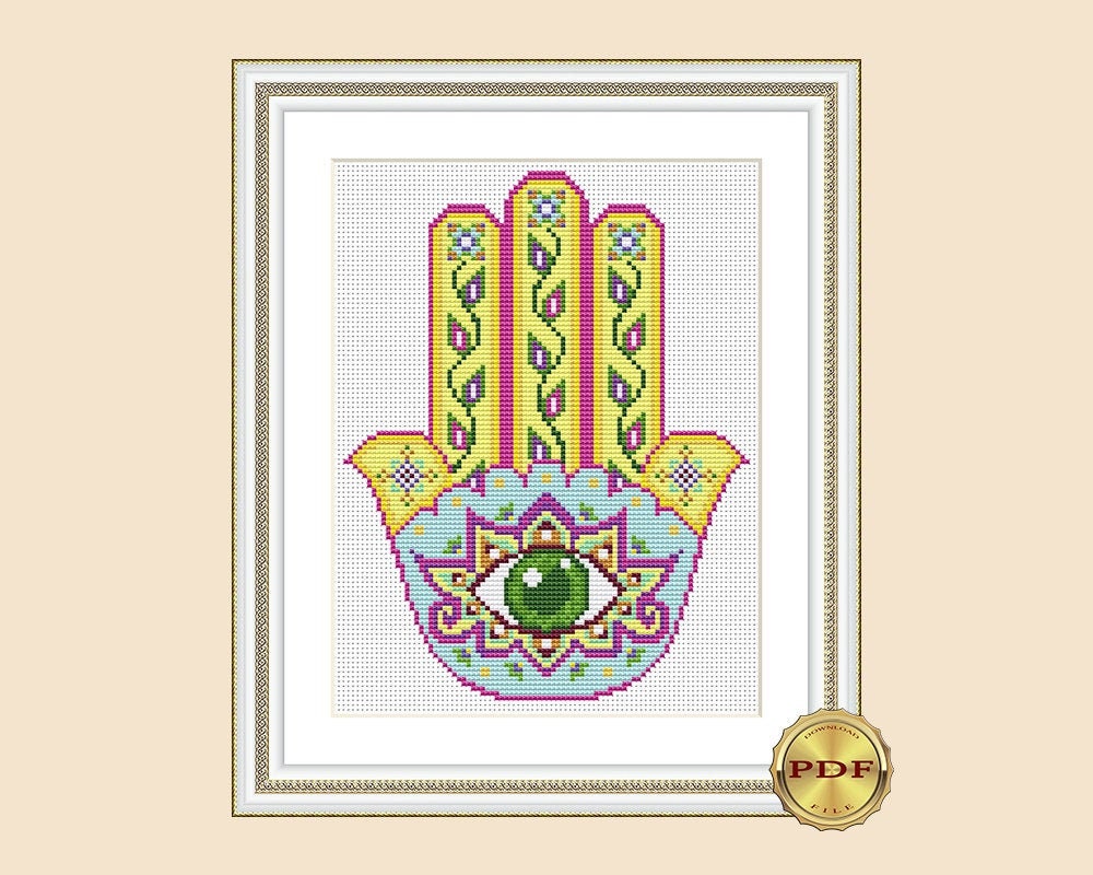 Hamsa hand Mandala cross stitch pattern Beginner cross stitch | Etsy