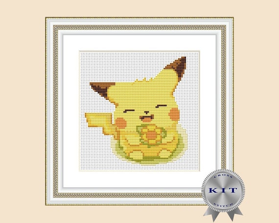Pocket Monster Easy Cross Stitch Kit Beginner Small Anime Etsy