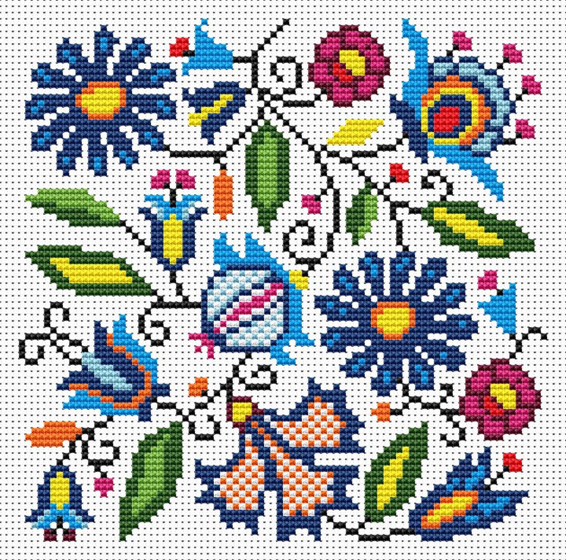 Norwegian cross stitch kit Scandinavian flower cross stitch Etsy Italia