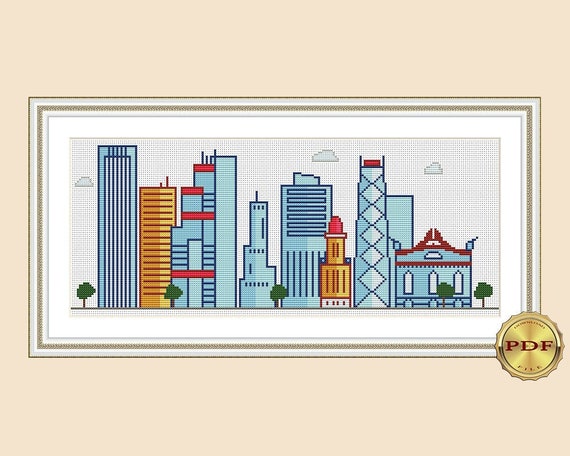City Skyline Chicago Cross Stitch Pattern Modern Cross Stitch | Etsy