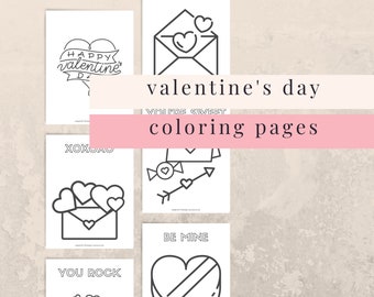 Valentine's Day Coloring Pages, Printable Coloring Pages, Valentine Party Activity, School Valentine Coloring Pages, Coloring Pages PDF